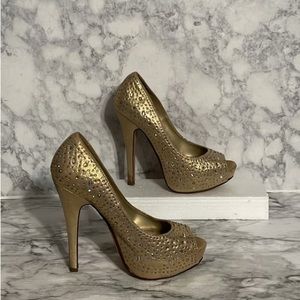 D embellished , rhinestone high heels shoes, size 6.5 M